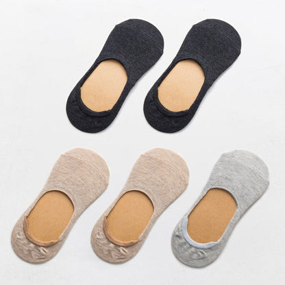 Zenlaria® 5 Pairs Spring Summer Women Socks Solid Color Fashion Wild Shallow Mouth Girls Female Invisible No Show Slipper Socks