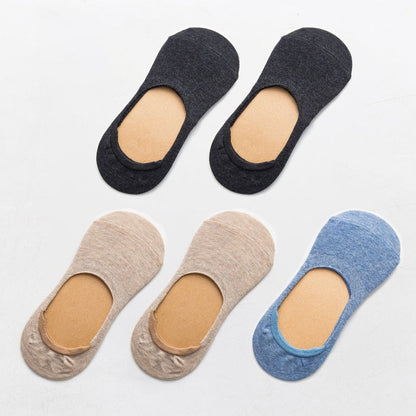 Zenlaria® 5 Pairs Spring Summer Women Socks Solid Color Fashion Wild Shallow Mouth Girls Female Invisible No Show Slipper Socks