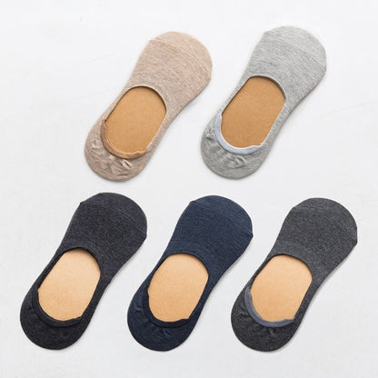 Zenlaria® 5 Pairs Spring Summer Women Socks Solid Color Fashion Wild Shallow Mouth Girls Female Invisible No Show Slipper Socks