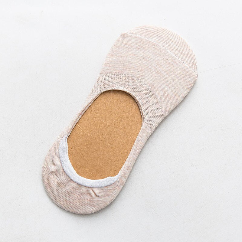 Zenlaria® 5 Pairs Spring Summer Women Socks Solid Color Fashion Wild Shallow Mouth Girls Female Invisible No Show Slipper Socks