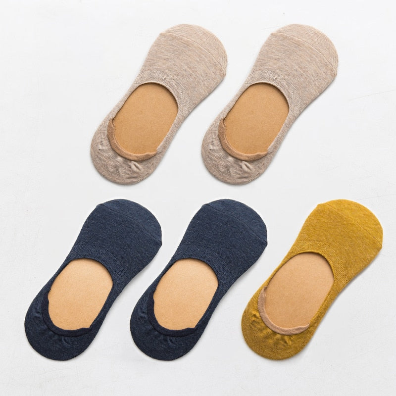 Zenlaria® 5 Pairs Spring Summer Women Socks Solid Color Fashion Wild Shallow Mouth Girls Female Invisible No Show Slipper Socks