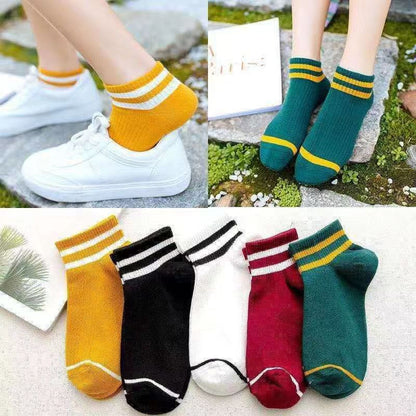 Zenlaria® 5 Pairs Socks Sets Women Elegant Retro Polyester Cotton Low Tube Women Socks Breathable Japanese Style Casual Cotton Short Sock