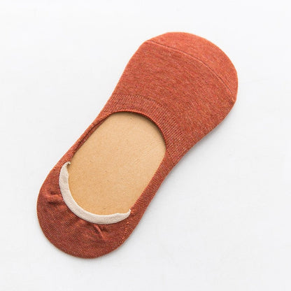 Zenlaria® 5 Pairs Spring Summer Women Socks Solid Color Fashion Wild Shallow Mouth Girls Female Invisible No Show Slipper Socks