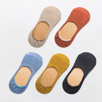 Zenlaria® 5 Pairs Spring Summer Women Socks Solid Color Fashion Wild Shallow Mouth Girls Female Invisible No Show Slipper Socks