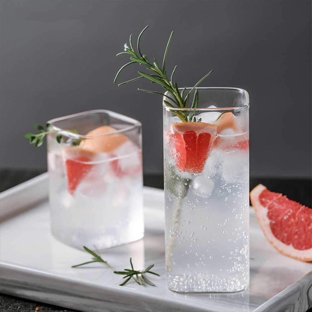 Zenlaria® Square Simple Glass Cup Transparent Cold Drink Large-capacity Milk Juice Tea Drink Water Mousse Cups Wine Glass Beer Coffee Mug