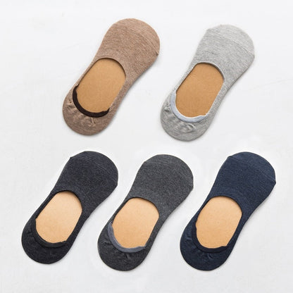 Zenlaria® 5 Pairs Spring Summer Women Socks Solid Color Fashion Wild Shallow Mouth Girls Female Invisible No Show Slipper Socks