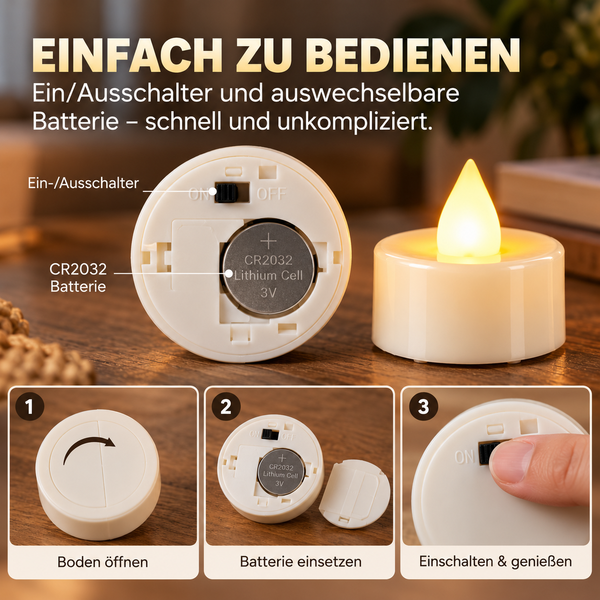 up Flackernde LED-Teelichter – 24er Set für stimmungsvolle Deko ohne Feuer