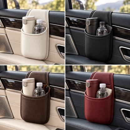 up🥳 2026 Bestseller 🥳 50 % RABATT!🚗 Auto-Tür-Getränkehalter aus PU-Leder – Mehr Platz für Getränke, Handy & Kleinigkeiten