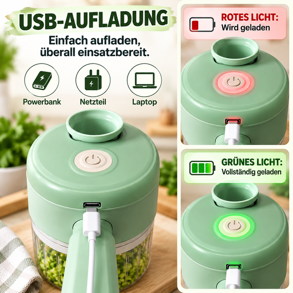 4-in-1 manuelles elektrisches Gemüseschneider-Set, kabellose Multifunktions-Küchenmaschine