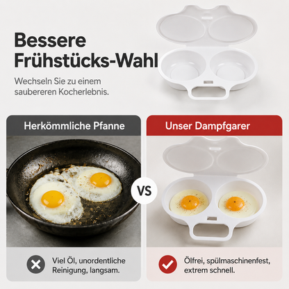 🥚🍳2026 VERKAUFSHIT🥳Mikrowellen-Eierpochierer – mit zwei Mulden, Antihaft-Oberfläche & leicht zu reinigen. Weniger Fett als beim Braten – jetzt Vorrat sichern & sparen! 🏠