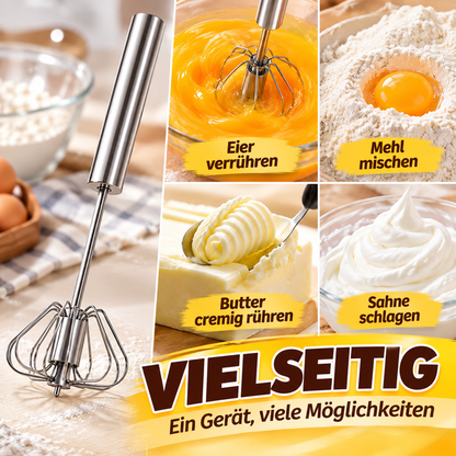 🔥 50% RABATT – Halbautomatischer Edelstahl-Schneebesen – Schnell & mühelos mixen