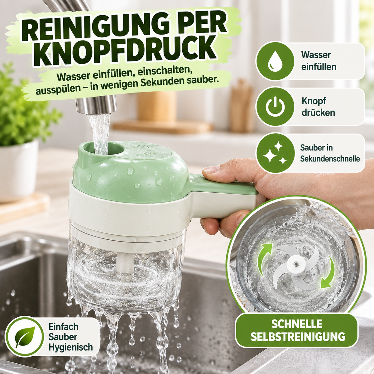 4-in-1 manuelles elektrisches Gemüseschneider-Set, kabellose Multifunktions-Küchenmaschine