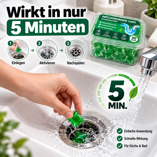 💧 30er Abflussreiniger-Caps – Lösen Haare, Fett & Verstopfungen in nur 5 Minuten