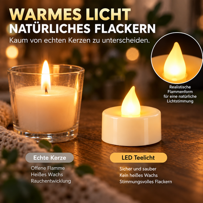 up Flackernde LED-Teelichter – 24er Set für stimmungsvolle Deko ohne Feuer