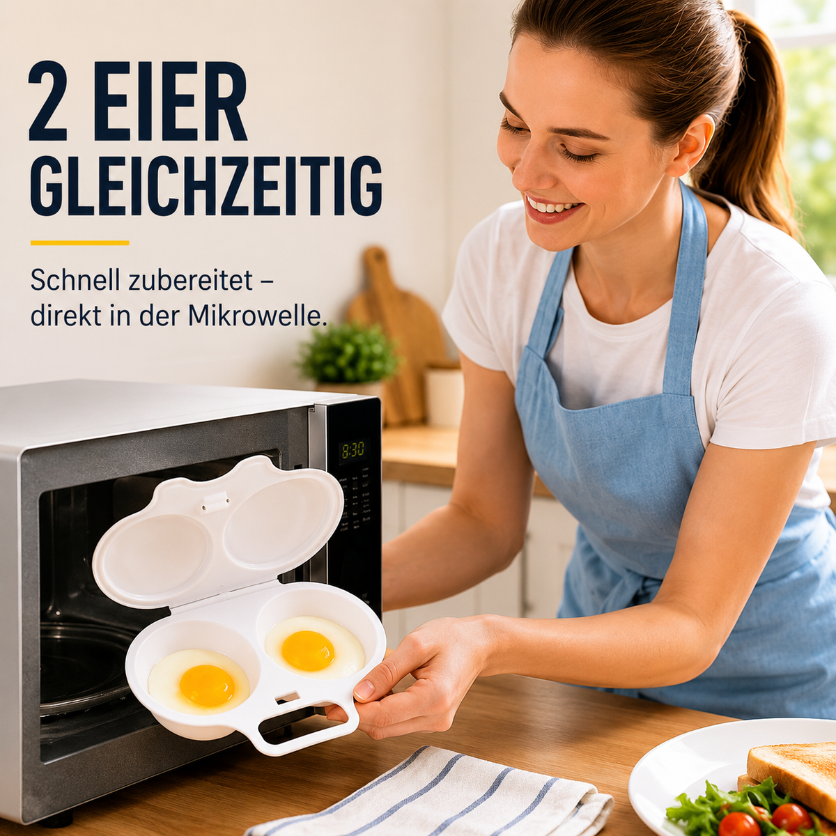 🥚🍳2026 VERKAUFSHIT🥳Mikrowellen-Eierpochierer – mit zwei Mulden, Antihaft-Oberfläche & leicht zu reinigen. Weniger Fett als beim Braten – jetzt Vorrat sichern & sparen! 🏠